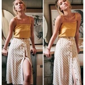 SEZANE Sz 40 8 Lolita Skirt Tulips Floral Print A-Line Midi